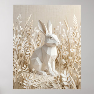 Poster Papier Lapin Prairie de Lin