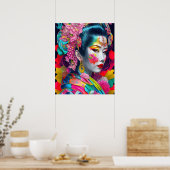 Poster papier moderne tendance Geisha (Matte) (Cuisine)