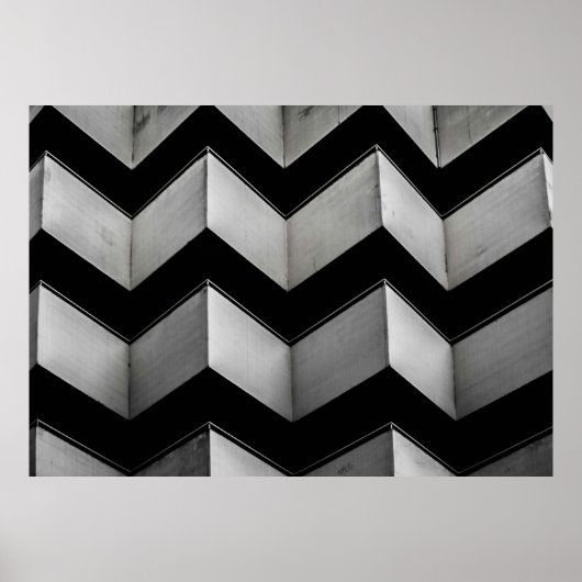 POSTER PAPIER NOIR ET BLANC CHEVRON (Devant)