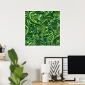 Poster Papier numérique à motif de quilling vert (Bureau à domicile)