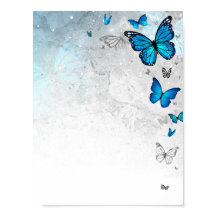 Papier papillon bleu argent Modèle Télécharger