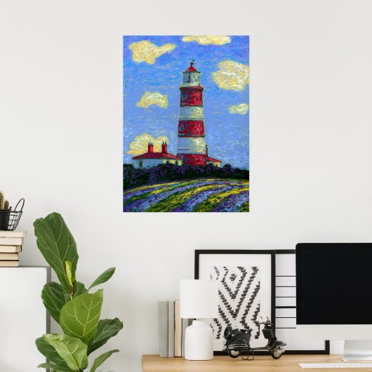 Poster Papier Pastel Lighthouse et Lavender Fields (Bureau à domicile)