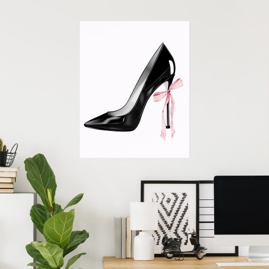 Poster Papier peint à ruban féminin mignon (Bureau à domicile)