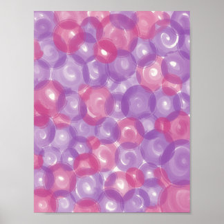 Poster Papier peint abstrait à motif bulle rose violet br
