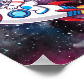 Poster Papier peint aventure spatiale amusante (Coin)