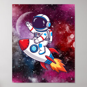 Poster Papier peint aventure spatiale amusante