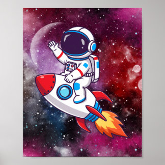 Poster Papier peint aventure spatiale amusante