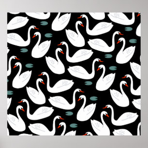 Poster Papier peint blanc Swans Lake
