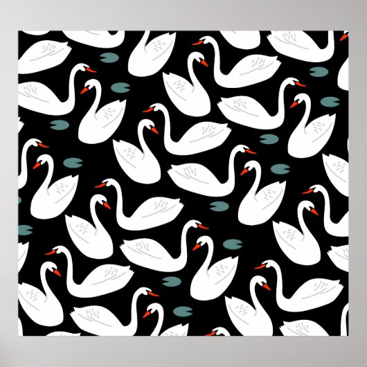 Poster Papier peint blanc Swans Lake (Devant)