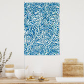 Poster Papier peint bleu Flore Arcadia par May Morris (Cuisine)