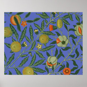 Poster Papier peint coloré Grenade Bleue de William Morri