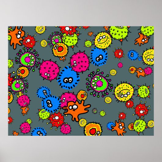 Poster Papier peint de bactéries (Devant)