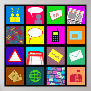 Poster Papier peint de tuile de communication