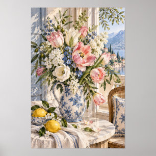 Poster Papier Peint Fleur de Tulipe Rose Pays Français Ci