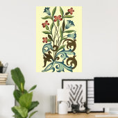 Poster Papier peint floral Art Nouveau Joli (Bureau à domicile)