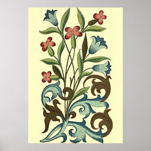 Poster Papier peint floral Art Nouveau Joli (Devant)