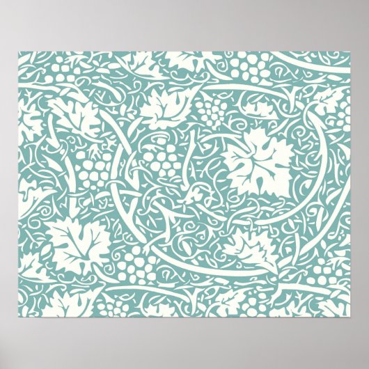 Poster Papier peint floral William Morris sarcelle (Devant)