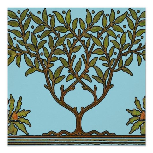 Poster Papier peint frise d'arbre de William Morris (Devant)