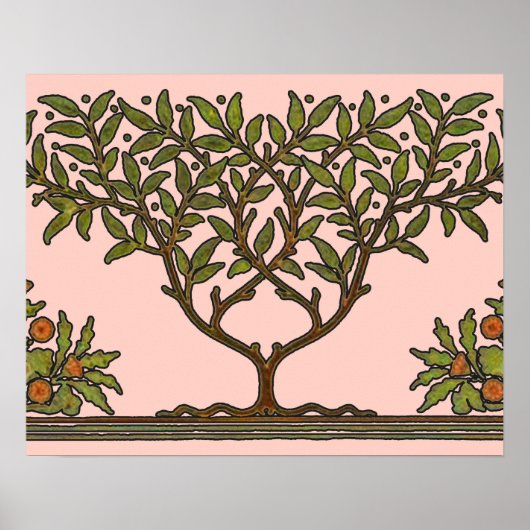 Poster Papier peint frise d'arbre de William Morris (Devant)