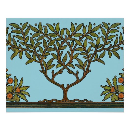 Poster Papier peint frise d'arbre de William Morris (Devant)