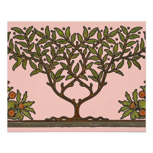 Poster Papier peint frise d'arbre de William Morris (Devant)