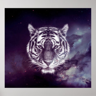 Poster Papier peint Galaxy Tiger Face