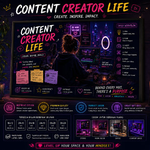 Poster Papier peint Neon Studio Workspace pour YouTubers
