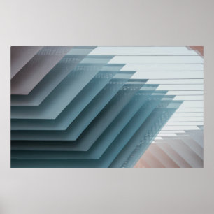 Poster Papier peint numérique turquoise et blanc
