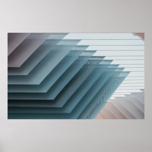 Poster Papier peint numérique turquoise et blanc (Devant)