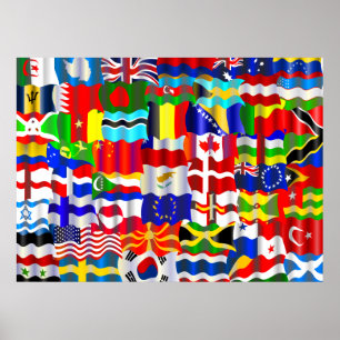 Poster Papier peint onduleux de drapeau
