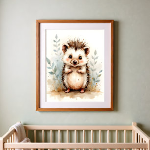 Poster Papier peint pour la nurserie au thème du hérisson