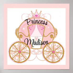 Poster Papier peint Princesse Royale Carrosse Rose et Or