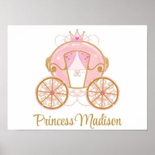 Poster Papier peint Princesse Royale Carrosse Rose & Or 