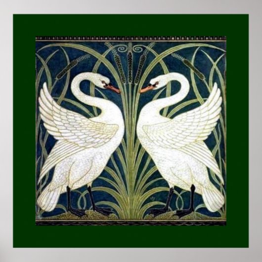 Poster Papier peint Swan and Rush et Iris avec bordure ve (Devant)