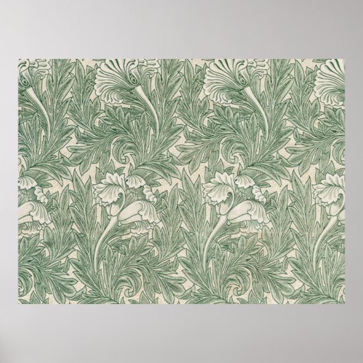 Poster papier peint textile tulipe william morris vert (Devant)