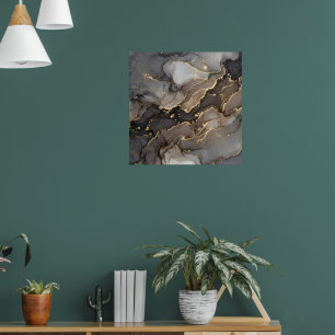 Poster Papier Peint Texture de Marbre Abstrait Gris Brun