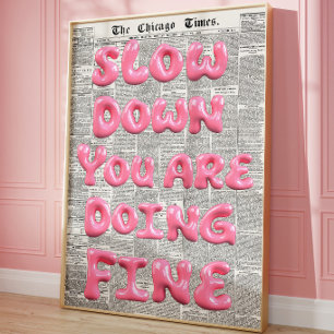 Poster Papier peint typographique rose motivant