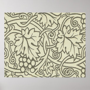 Poster Papier peint vert à motif de vigne de William Morr