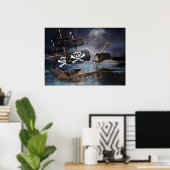Poster papier PIRATE GHOST NAVIRE STRANDED ON ROCK (Bureau à domicile)