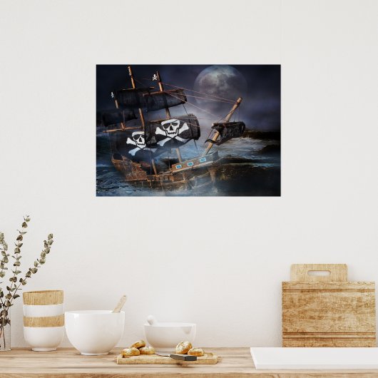 Poster papier PIRATE GHOST NAVIRE STRANDED ON ROCK (Cuisine)