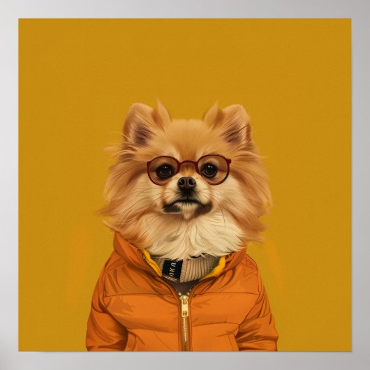 Poster Papier poméranien adorable (Devant)