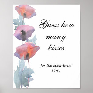 Poster Papier poppy combien de baisers Baby shower 