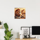 Poster papier Poster des lions de repos (Bureau à domicile)