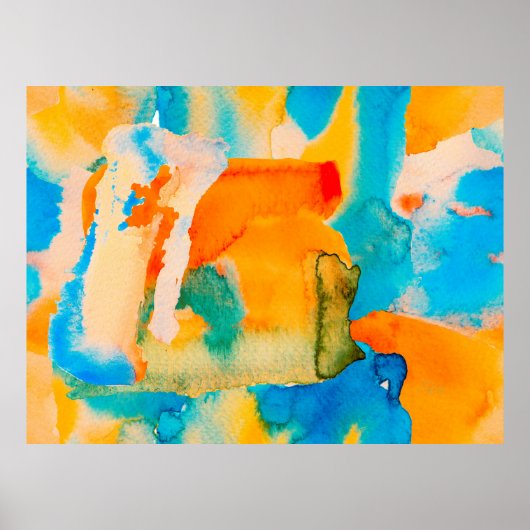 Poster Papier psychédélique. Bleu classique et rouge lave (Devant)