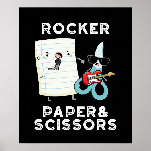 Poster Papier Rocker Et Ciseaux Drôle Jeu Jeu Pun Dark BG (Devant)