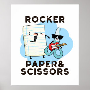 Poster Papier Rocker Et Ciseaux Drôle Jeu Pun