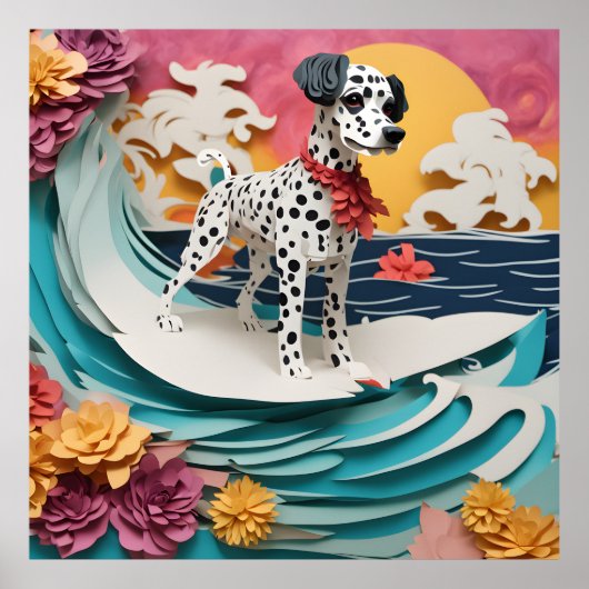 Poster Papier Rococo Dalmatien Surf Couleurs Pastel (Devant)
