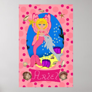 Poster Papier rose et dauphin