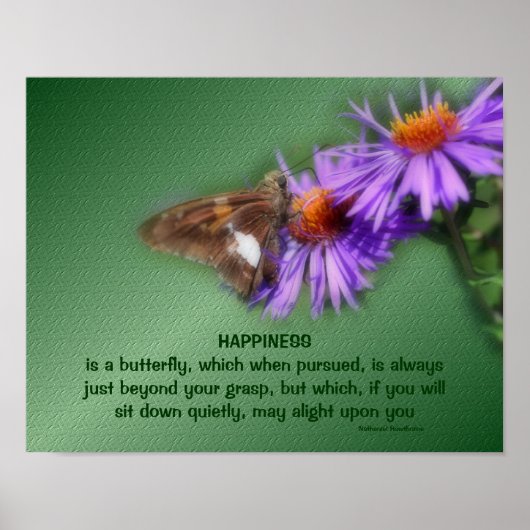 Poster Papillon 5 Bonheur Citation Inspiration Nature (Devant)