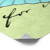 Poster Papillon à ailes bleues sur carte postale Turquois (Coin)